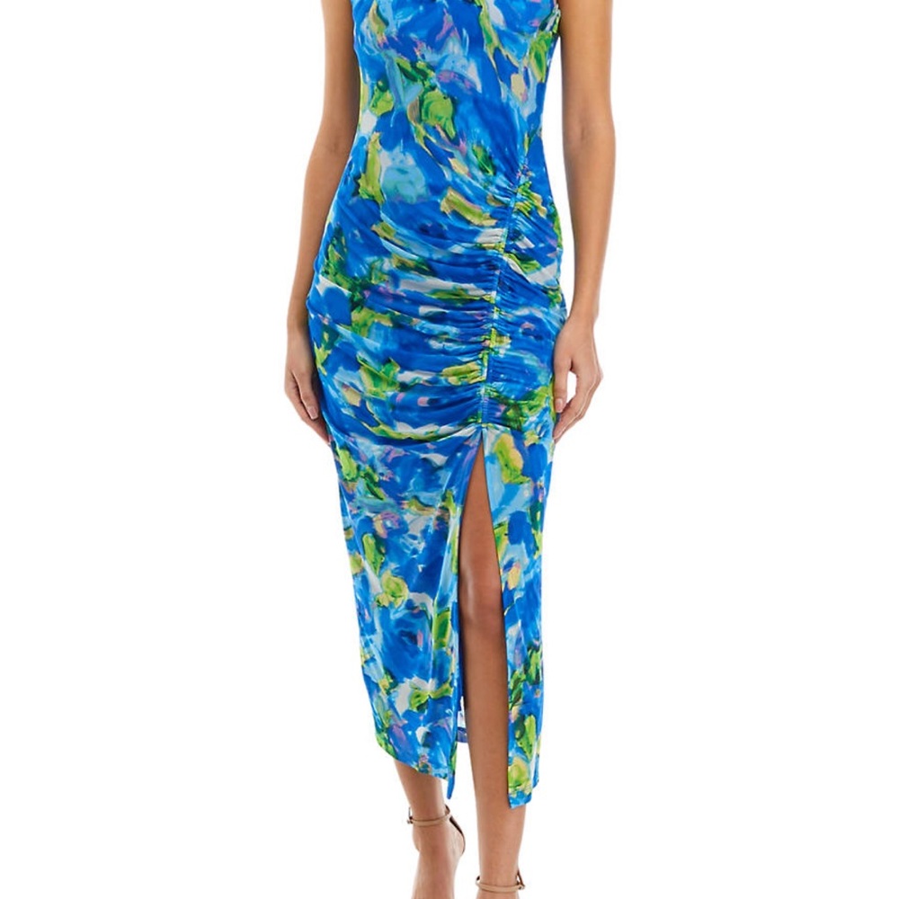 Taylor Blue and Green Midi Dress